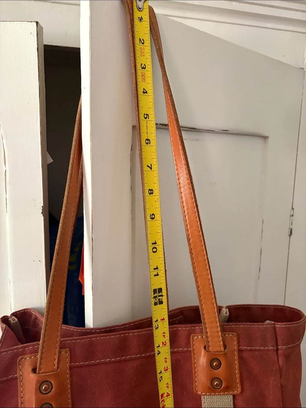 Artifact brand Rust Waxed Canvas Tote Bag with leather riveted handle